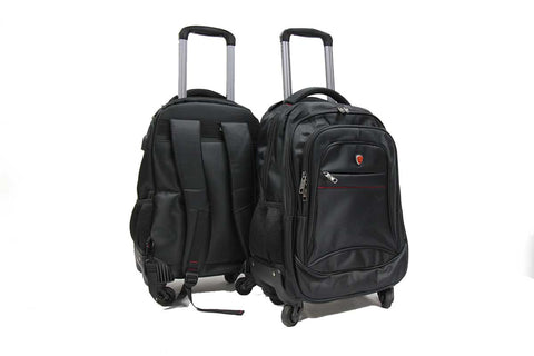 Itinerant 4-wheeler Trolley Backpack Laptop Bag with External USB Port - Luggage Outlet