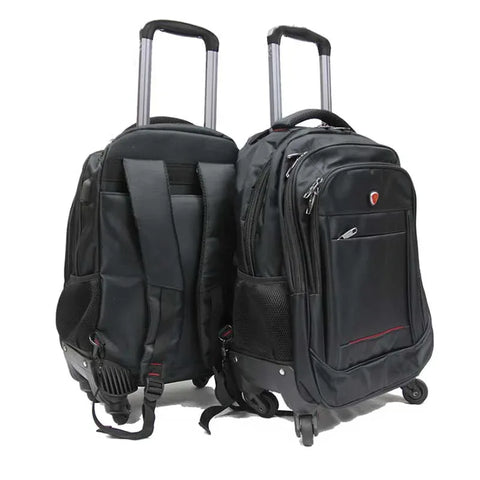 Weaving Laptop Trolley Backpack with Spinner Wheels and External USB Port - Luggage Outlet