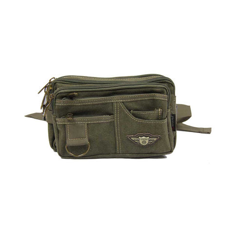 Rugged 6-Pocket Canvas Waistbag Pouch