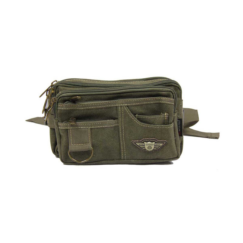 Rugged 6-Pocket Canvas Waistbag Pouch