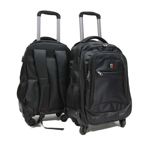 Itinerant 4-wheeler Trolley Backpack Laptop Bag with External USB Port - Luggage Outlet