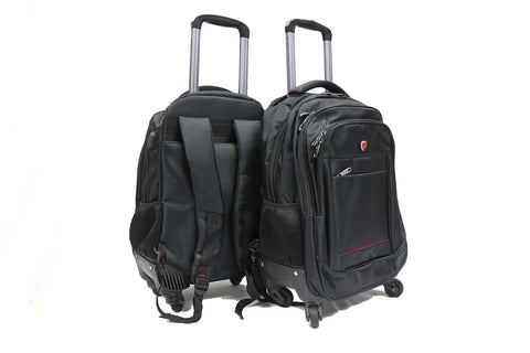Weaving Laptop Trolley Backpack with Spinner Wheels and External USB Port - Luggage Outlet