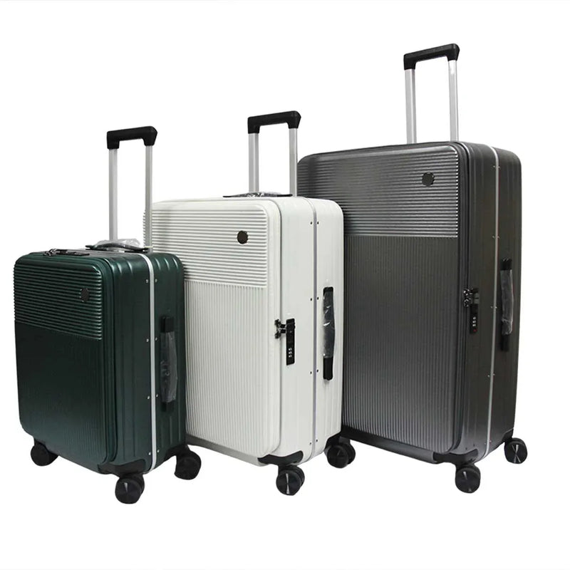 Stocky ABS+PC Aluminium Frame with Anti-theft zipper Front Opening Luggage TSA Lock - Luggage Outlet