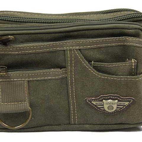 Rugged 6-Pocket Canvas Waistbag Pouch - Luggage Outlet