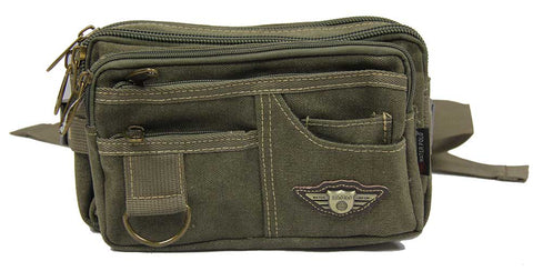 Rugged 6-Pocket Canvas Waistbag Pouch - Luggage Outlet